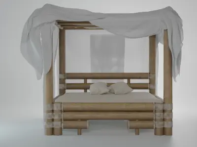 Bamboo bed Free 3D model