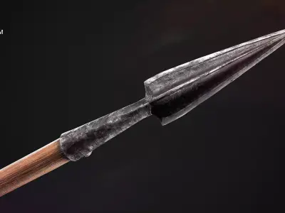 Medieval Spear Low-poly 3D model 10