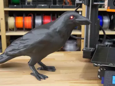 Evil Raven Crow STL with LED Eyes Free 3D print model