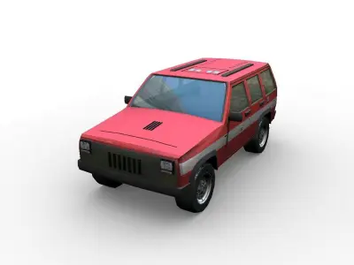 low poly fireman jeep Low-poly 3D model