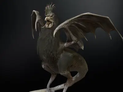  Kurolisk is an ancient Slavic monster Low-poly 3D model