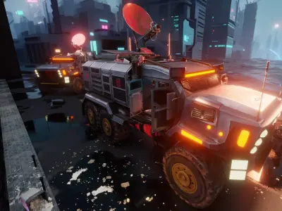 Armored Riot Truck - Sci-Fi Military Vehicle w Detailed Interior Low-poly 3D model