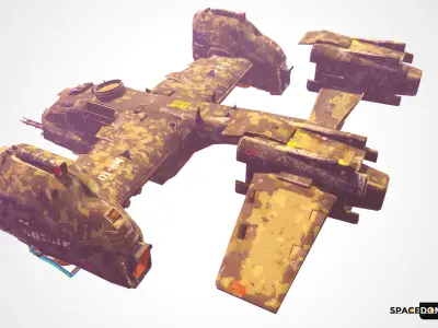 Spaceship Jet-Fighter - ready games and Video Production Low-poly 3D model