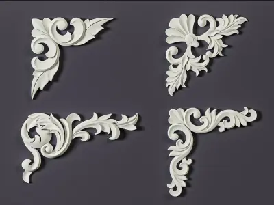 4 Free Corner 3D Models with their Ornament Brushes and Alphas Free 3D model