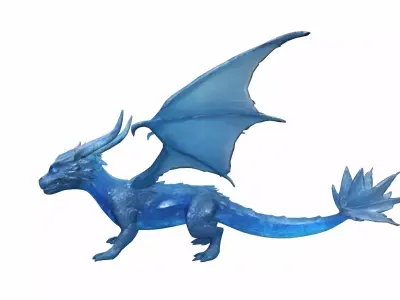 Flying Dragon Made Out Of Glacial Blue Crystals 3D model