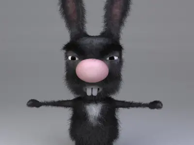 Cartoon Angry Rabbit Low-poly 3D model