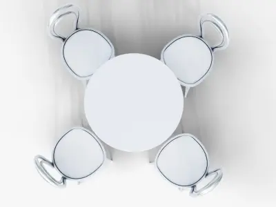 White Cafe Table with 4 Chairs 3D model