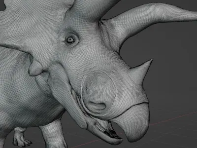 Triceratops- PBR-Rigged-includes stylized statue version 3D model