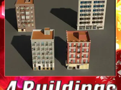 Building Collection 9-12 Low-poly 3D model