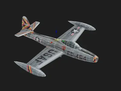 The F-84B Thunderjet  Hand painted game model Low-poly 3D model