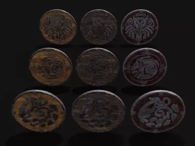 Nordic Horse Shields Pack 3D Model Collection