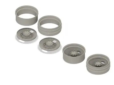 Printable 2-hole front and rear truck wheels with tires 3D print model