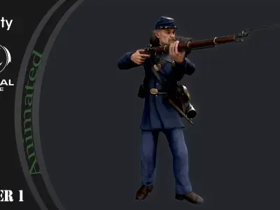 Soldier 1 A pose Low poly character redy for game Low-poly 3D model