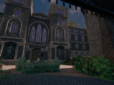 Medieval Modular Building Environment Houses Castle and Farmland Low-poly 3D model