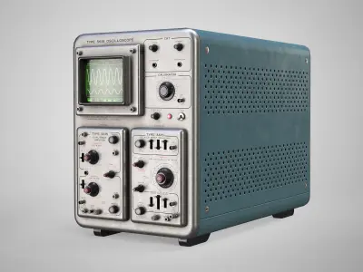 Retro Oscilloscope - Old Laboratory Computer Gameready Low-poly 3D model