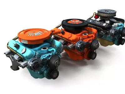 Mopar V8 engine Low-poly 3D model