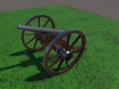 1860 12 Pounder Civil War Cannon Low-poly 3D model