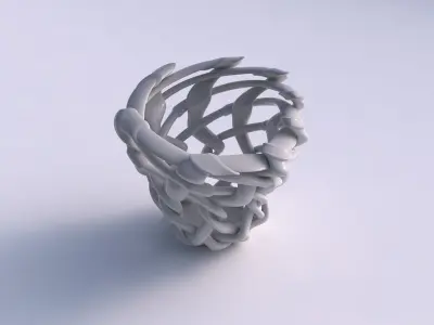 Bowl cylindrical with interlacing soft edged lattice and ribb... 3D model