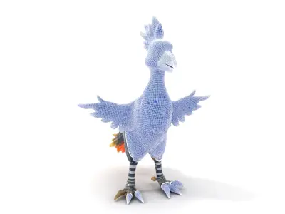 Vibrant Crested Bird Character Rigged and Animated Model Low-poly 3D model