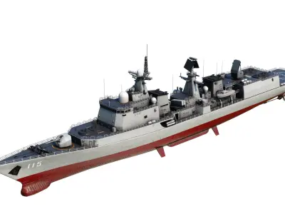 Chinese Navy Type 051C Destroyer PLAN Luzhou-class destroyer Low-poly 3D model