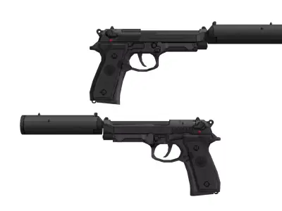 Low Poly Pistol Pack Low-poly 3D model