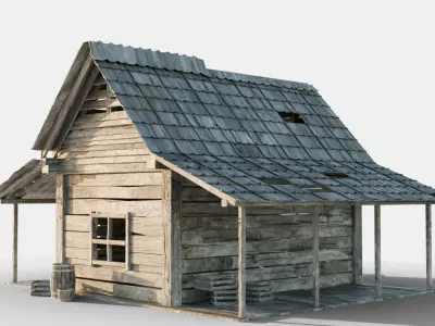 Old Cabin Low-poly 3D model