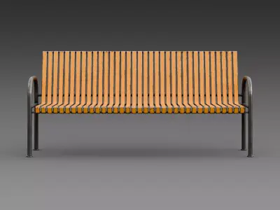 Rustic orange bench 3D model
