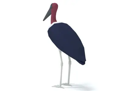 Low Poly Cartoon Marabou Stork Low-poly 3D model