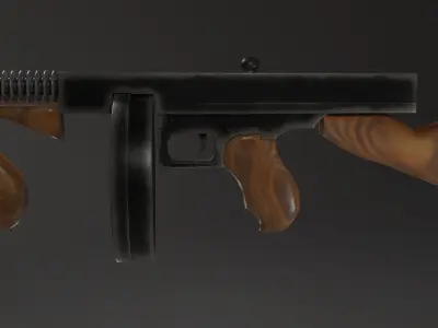 Tommy Gun Lowpoly Low-poly 3D model
