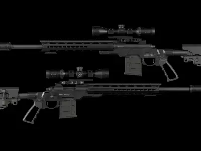 Remington M700 Tactical Bolt-action Sniper Rifle Low-poly 3D model