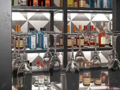 Modern Bar with Shelves 3D model