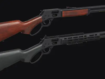 Model X lever action rifle Low-poly 3D model