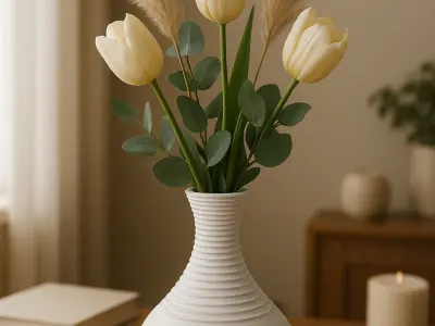 Textured Elegance Printable Vases Set - Commercial Use 3D print model