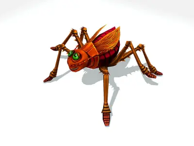 Animated Funny Cartoon Brown Insect Roach Low-poly 3D model