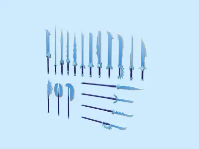 Low-Poly Ice Weapons Pack Low-poly 3D model