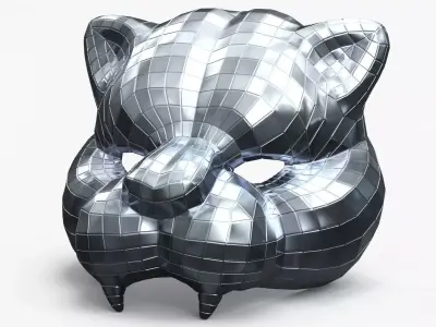 Mirror Panther Costume Mask Silver 3D model