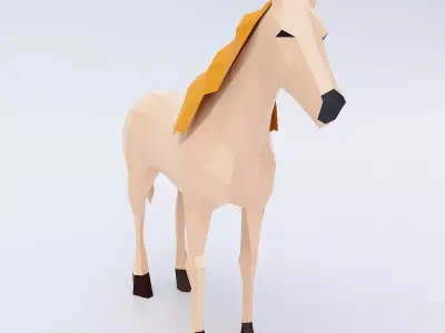 Horse 3d model polygonal Low-poly 3D model