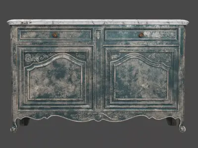 Old painted table Free 3D model