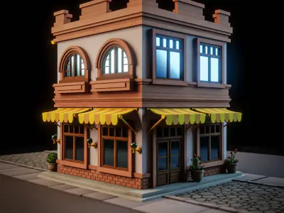LOWPOLY CITY BUILDING STYLIZE 1 Low-poly 3D model