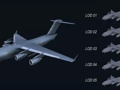 Asset - Army - C17 Globemaster III 3D MODEL REALISTIC Low-poly 3D model