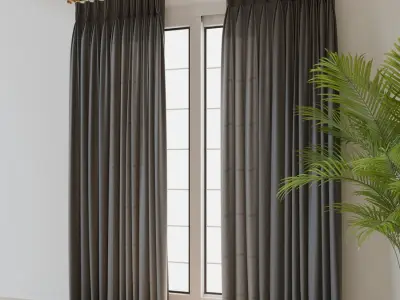 Pinch Pleat Partly Open Curtains Model, Grey 