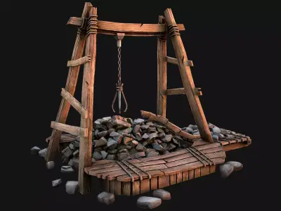 Quarry Stone Rock Mine Low-poly 3D model