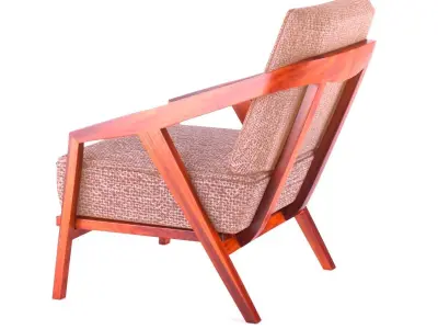 chair wooden lounge with tan upholstered seat Free 3D model