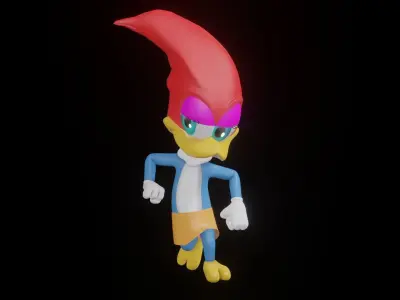 Winnie Woodpecker Low-poly 3D model