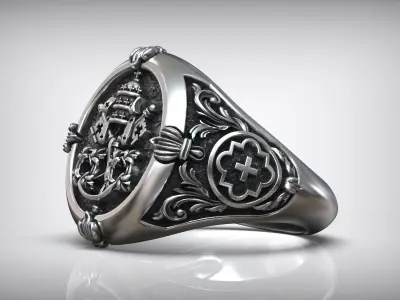 The Keys of Heaven Saint Peter Symbol Christian Ring 3D print model