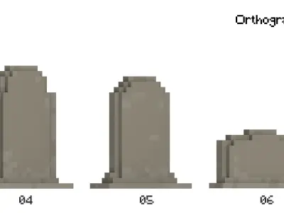 Voxel Tombstone Set 2  Low-poly 3D model