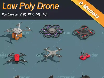 Low Poly Drone Isometric Icon Pack 01 Low-poly 3D model