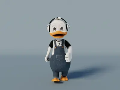 Rigged Cartoon Duck 3D model