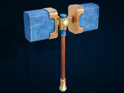 Stylized Stone Hammer Low-poly 3D model