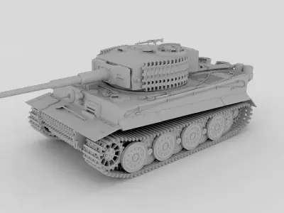 Panzer Tiger Tank Clay 3D model